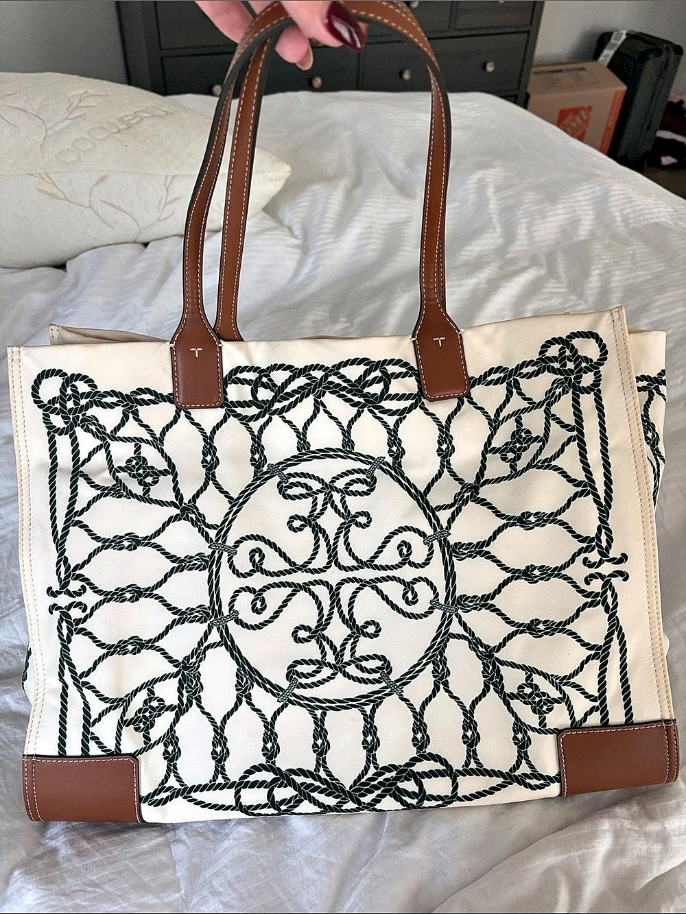Tory Burch Ella Printed Tote Cream & Brown
